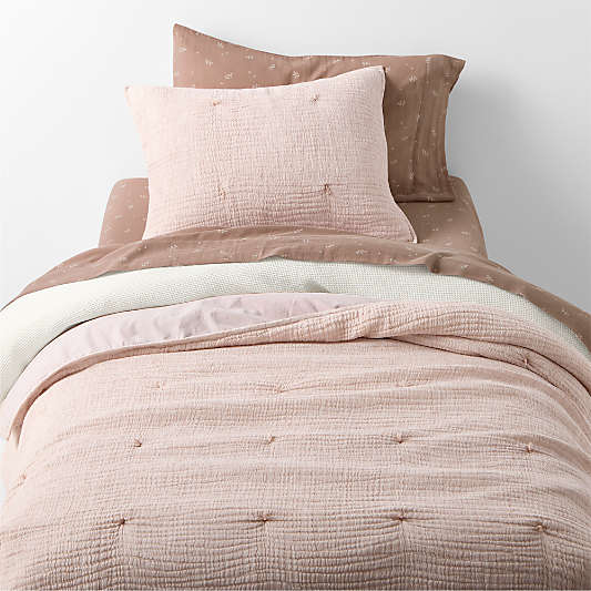 Aire Crinkle Violet Rose Organic Cotton Kids Twin Quilt