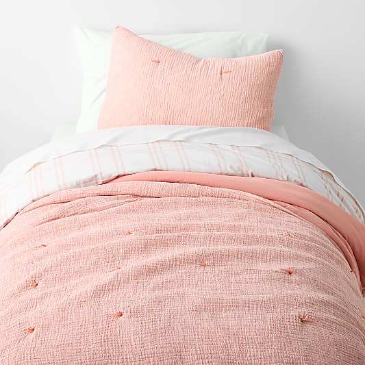 Aire Crinkle Pink Hand-Quilted 100% Organic Cotton Kids Twin Comforter
