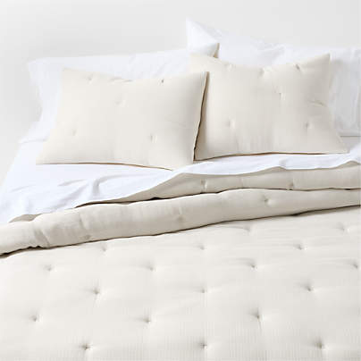 Organic Cotton Textured Natural Taupe Full/Queen Comforter