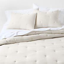 Organic Cotton Textured Natural Taupe King Comforter + Reviews | Crate & Barrel