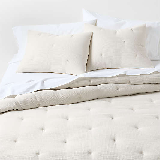 Organic Cotton Textured Natural Taupe King Bed Pillow Sham