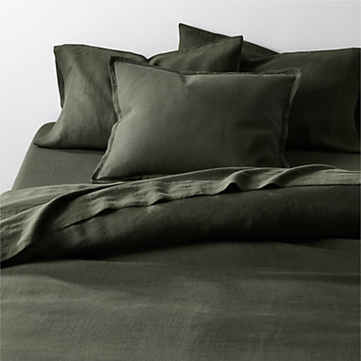 View Aire Natural European Linen Ficus Green King Duvet Cover details