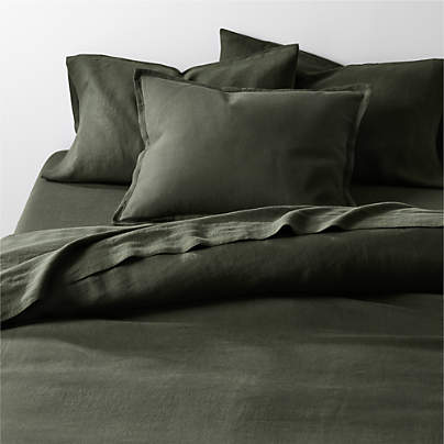 Aire Natural EUROPEAN FLAX ™-Certified Linen Ficus Green King Duvet Cover
