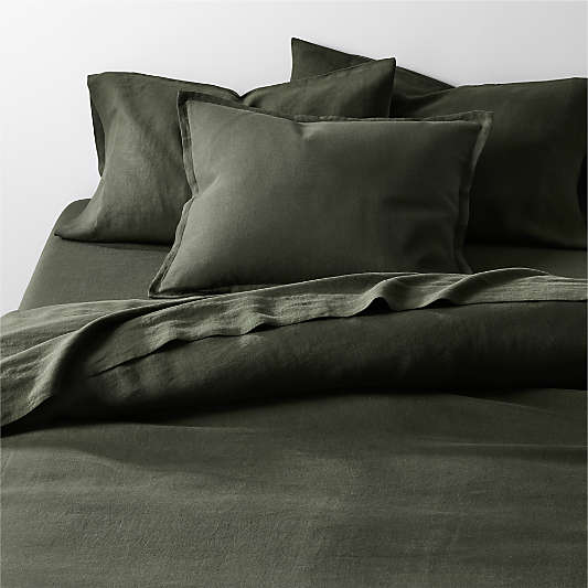 Aire Natural EUROPEAN FLAX ™-Certified Linen Ficus Green Full/Queen Duvet Cover