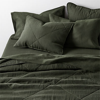 View Aire Natural EUROPEAN FLAX ™-Certified Linen Ficus Green King Quilt details