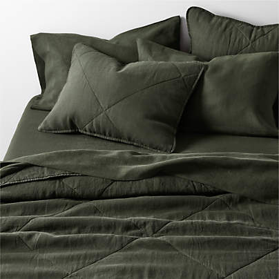 Aire Natural EUROPEAN FLAX ™-Certified Linen Ficus Green King Quilt