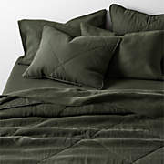 EUROPEAN FLAX ™-Certified Linen Viscose Burnt Green Full/Queen Bed Blanket