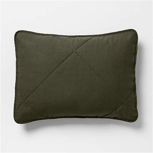 Aire Natural European Linen Ficus Green Quilt Bed Pillow Sham