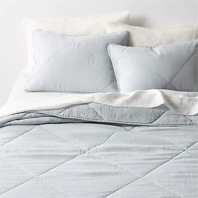 Aire Natural EUROPEAN FLAX ™-Certified Linen Mist Blue King Quilt