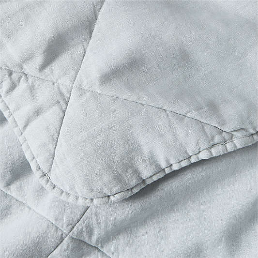 Aire Natural EUROPEAN FLAX™-Certified Linen Mist Blue Quilted Bed Pillow Sham