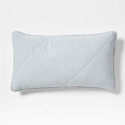 Aire Natural EUROPEAN FLAX ™-Certified Linen Mist Blue King Quilted Bed Pillow Sham