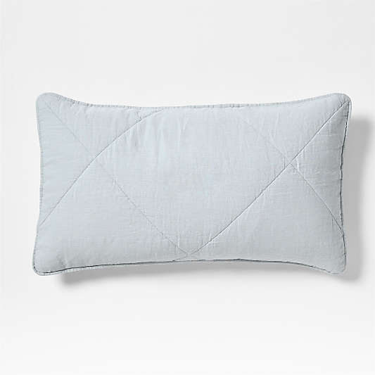 Aire Natural EUROPEAN FLAX ™-Certified Linen Mist Blue King Quilted Bed Pillow Sham