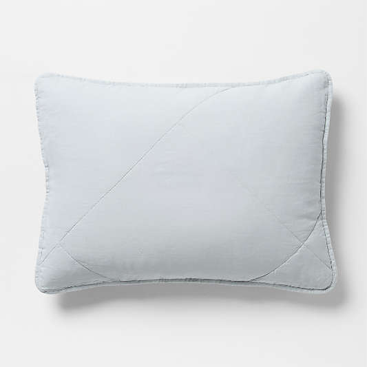 Aire Natural EUROPEAN FLAX™-Certified Linen Mist Blue Quilted Bed Pillow Sham