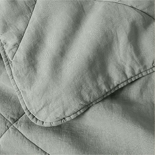 Aire Natural EUROPEAN FLAX™-Certified Linen Shadow Sage Quilted Bed Pillow Sham