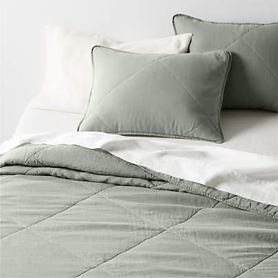 Aire Natural EUROPEAN FLAX ™-Certified Linen Shadow Sage Green Full/Queen Quilt