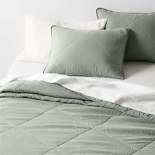 Aire Natural EUROPEAN FLAX â„¢-Certified Linen Shadow Sage Green King Quilt