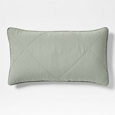 View Aire Natural EUROPEAN FLAX ™-Certified Linen Shadow Sage Green King Quilted Bed Pillow Sham details
