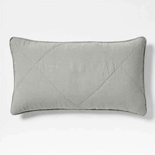 Aire Natural EUROPEAN FLAX ™-Certified Linen Shadow Sage Green King Quilted Bed Pillow Sham
