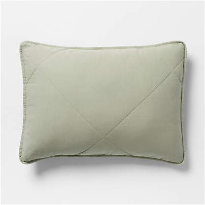 Aire Natural EUROPEAN FLAX ™-Certified Linen Shadow Sage Green Standard Quilted Bed Pillow Sham