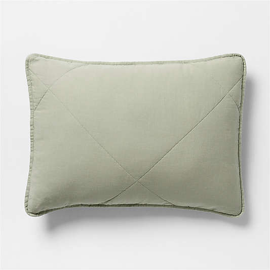Aire Natural EUROPEAN FLAX™-Certified Linen Shadow Sage Quilted Bed Pillow Sham