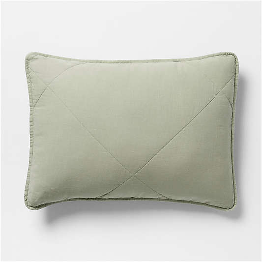 Aire Natural EUROPEAN FLAX â„¢-Certified Linen Shadow Sage Green Standard Quilted Bed Pillow Sham