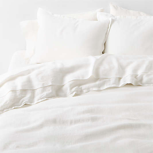 Aire Natural European Linen Crisp White Duvet Cover
