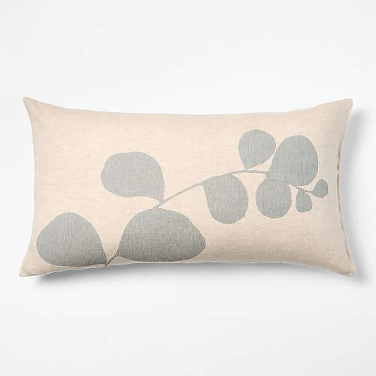 Aire Natural European Linen Mist Blue Botanical King Bed Pillow Sham