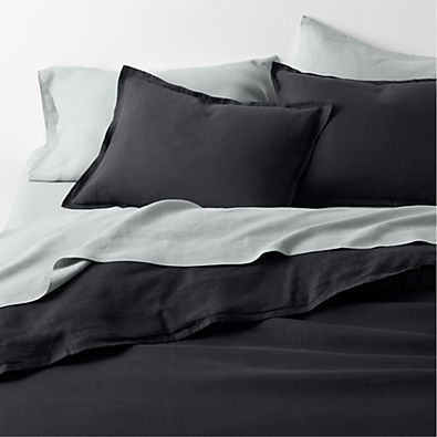 View Aire Natural EUROPEAN FLAX ™-Certified Linen Midnight Navy Blue King Duvet Cover details