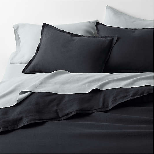 Aire Natural EUROPEAN FLAX â„¢-Certified Linen Midnight Navy Blue Duvet Cover