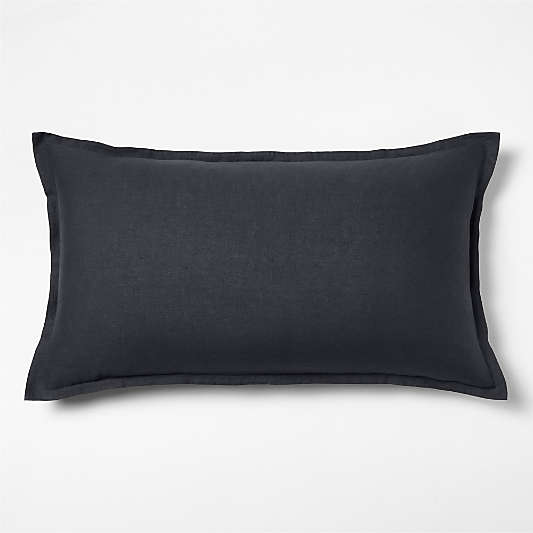 Aire Natural European Linen Midnight Navy Blue King Bed Pillow Sham