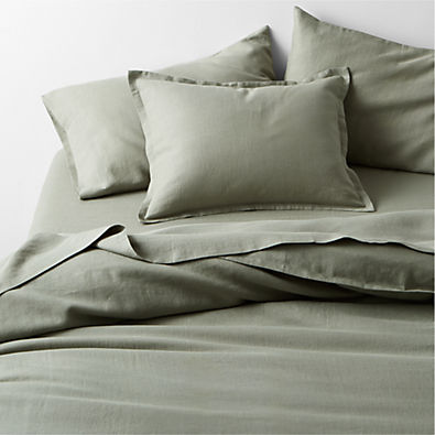 View Aire Natural European Linen Shadow Sage Green King Duvet Cover details