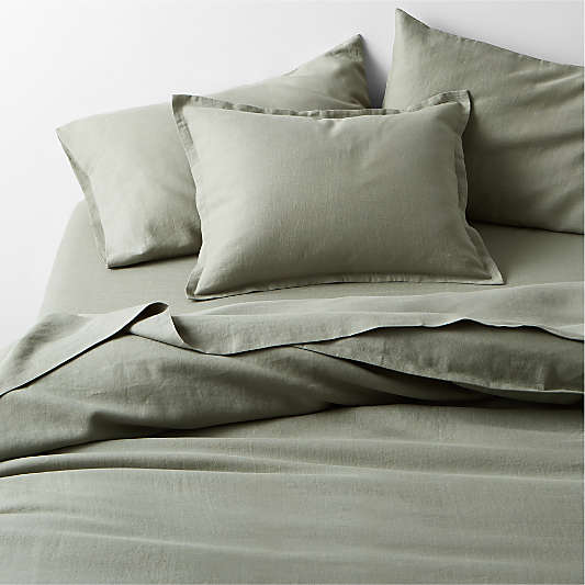 Aire Natural EUROPEAN FLAX ™-Certified Linen Shadow Sage Green King Duvet Cover
