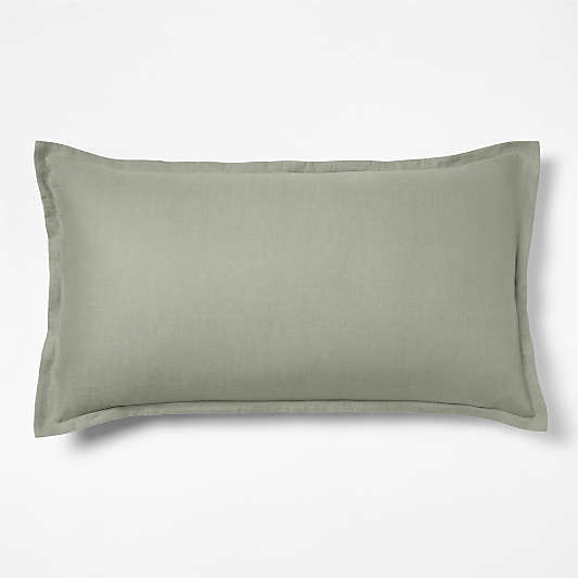 Aire Natural European Linen Shadow Sage Green King Bed Pillow Sham