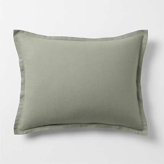 Aire Natural EUROPEAN FLAX â„¢-Certified Linen Shadow Sage Green Bed Pillow Sham