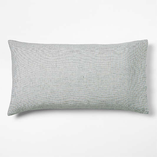 Aire Natural EUROPEAN FLAX â„¢-Certified Linen Burnt Green Reversible Grid King Bed Pillow Sham