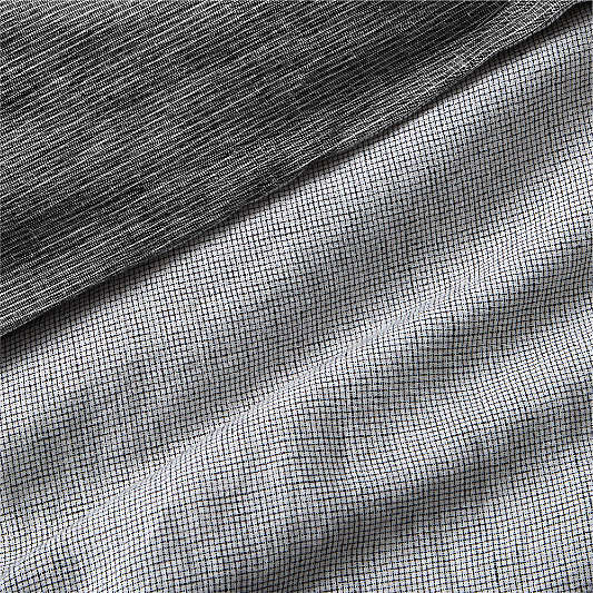 Aire Natural European Linen Midnight Navy Blue Reversible Grid Duvet Cover