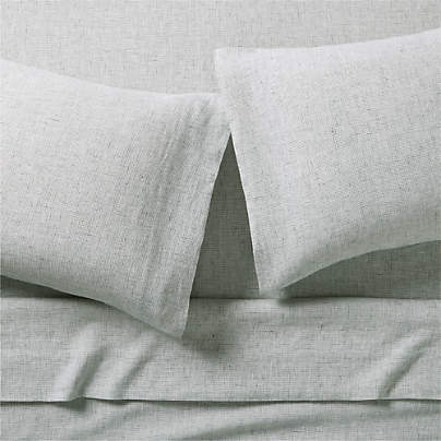 Aire Natural EUROPEAN FLAX ™-Certified Linen Burnt Green Grid Queen Bed Sheet Set