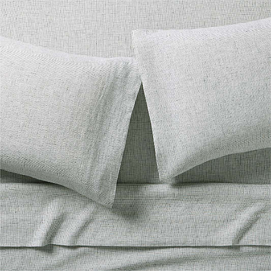 Aire Natural EUROPEAN FLAX ™-Certified Linen Burnt Green Grid Bed Sheet Set