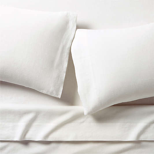 Aire Natural European Linen Crisp White Bed Sheet Set