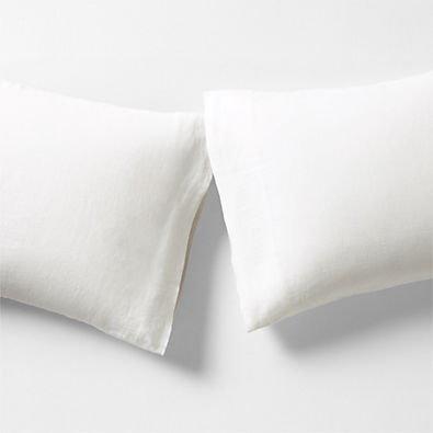 View Aire Natural European Linen Crisp White King Pillowcases, Set of 2 details