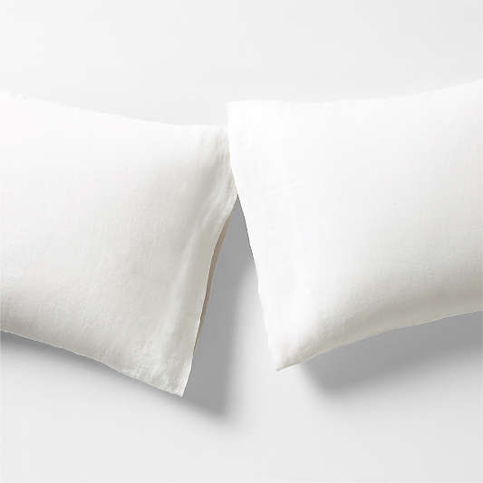 Aire Natural EUROPEAN FLAX ™-Certified Linen Crisp White Pillowcases, Set of 2