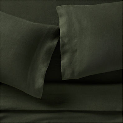 View Aire Natural EUROPEAN FLAX ™-Certified Linen Ficus Green Queen Bed Sheet Set details