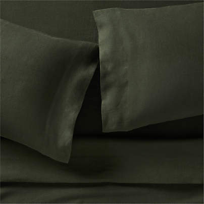 Aire Natural EUROPEAN FLAX ™-Certified Linen Ficus Green Queen Bed Sheet Set