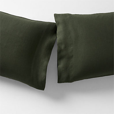 View Aire Natural EUROPEAN FLAX ™-Certified Linen Ficus Green King Pillowcases, Set of 2 details