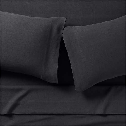 Aire Natural European Linen Midnight Navy Blue Bed Sheet Set