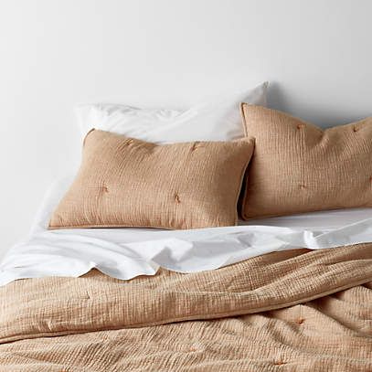 Aire Crinkle Cotton Linen Blend Brulee Brown Comforters
