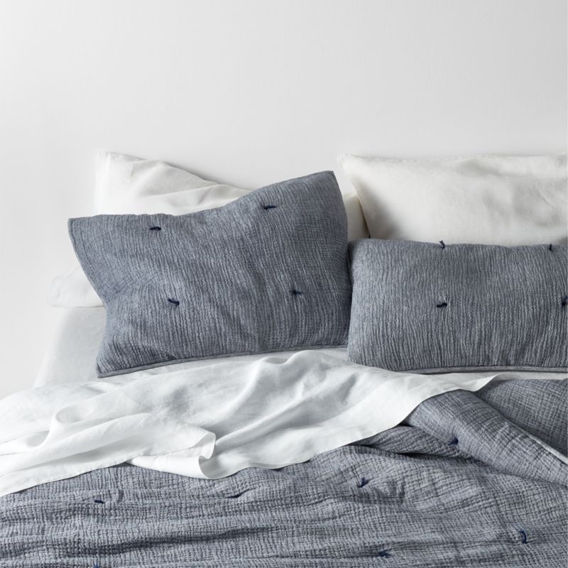 Aire Crinkle Cotton Linen Blend Indigo Full/Queen Comforter
