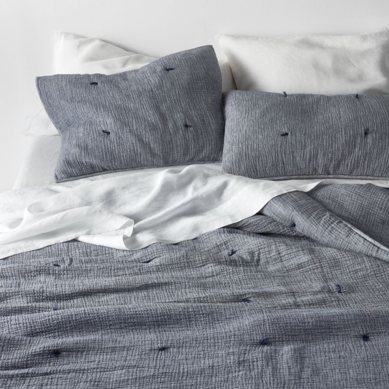 Aire Crinkle Cotton Linen Blend Indigo Full/Queen Comforter