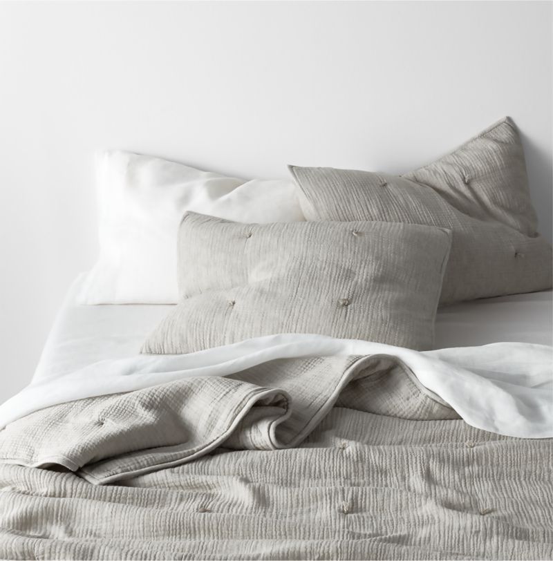 Aire Crinkle Cotton Linen Blend Pebble Grey Full/Queen Comforter