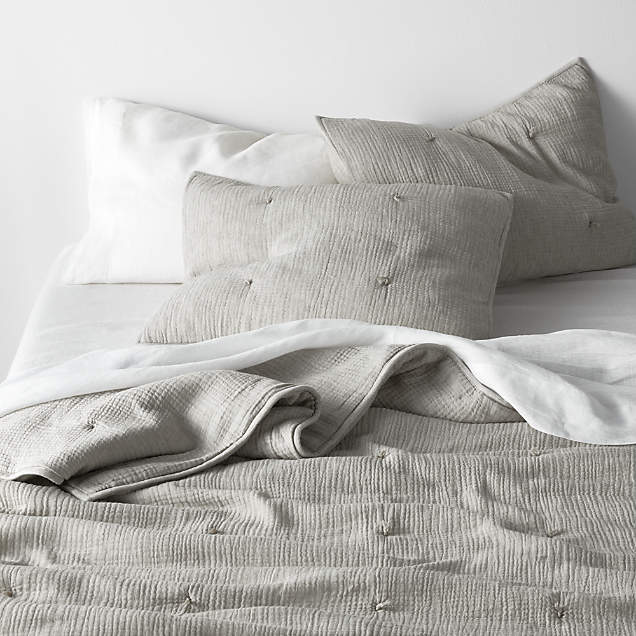 Lindstrom Cotton Grey Standard Sham + Reviews Crate & Barrel